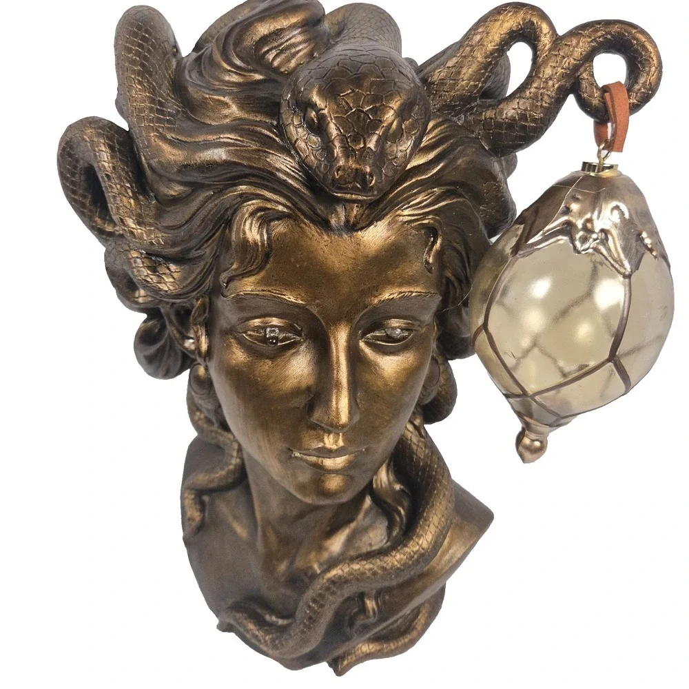 Tahari Home 14 Inch Medusa Bust LED Lighted Eyes Lantern Bronze Halloween Decor